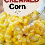 A close up of creamed corn.