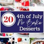 A collage of no bake desserts that are red, white and blue in theme.