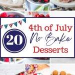A collage of various red, white and blue themed no bake desserts.
