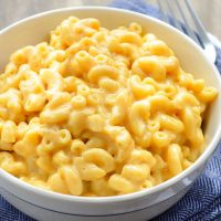 5 ingredient instant pot mac and cheese in a small bowl.