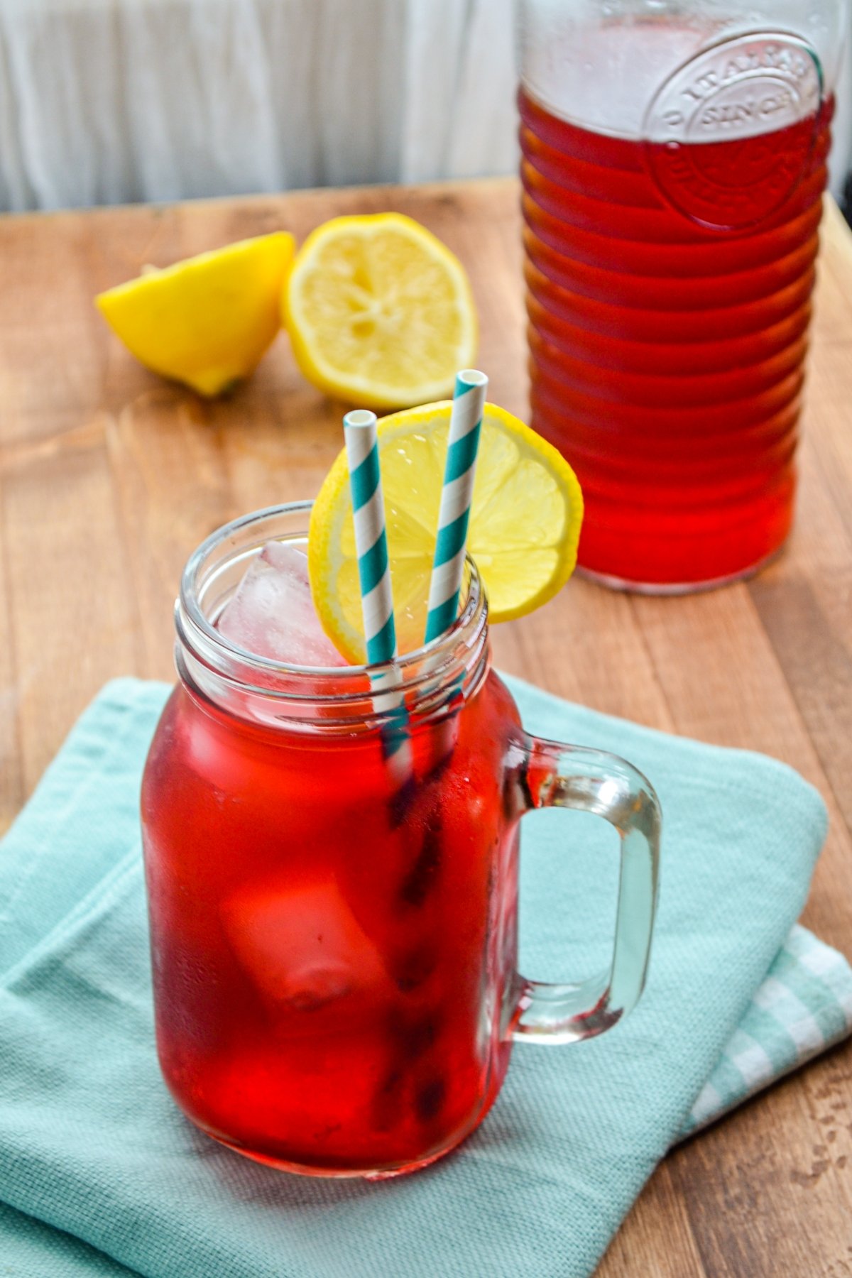 Passion tea lemonade, served with lemon wedges