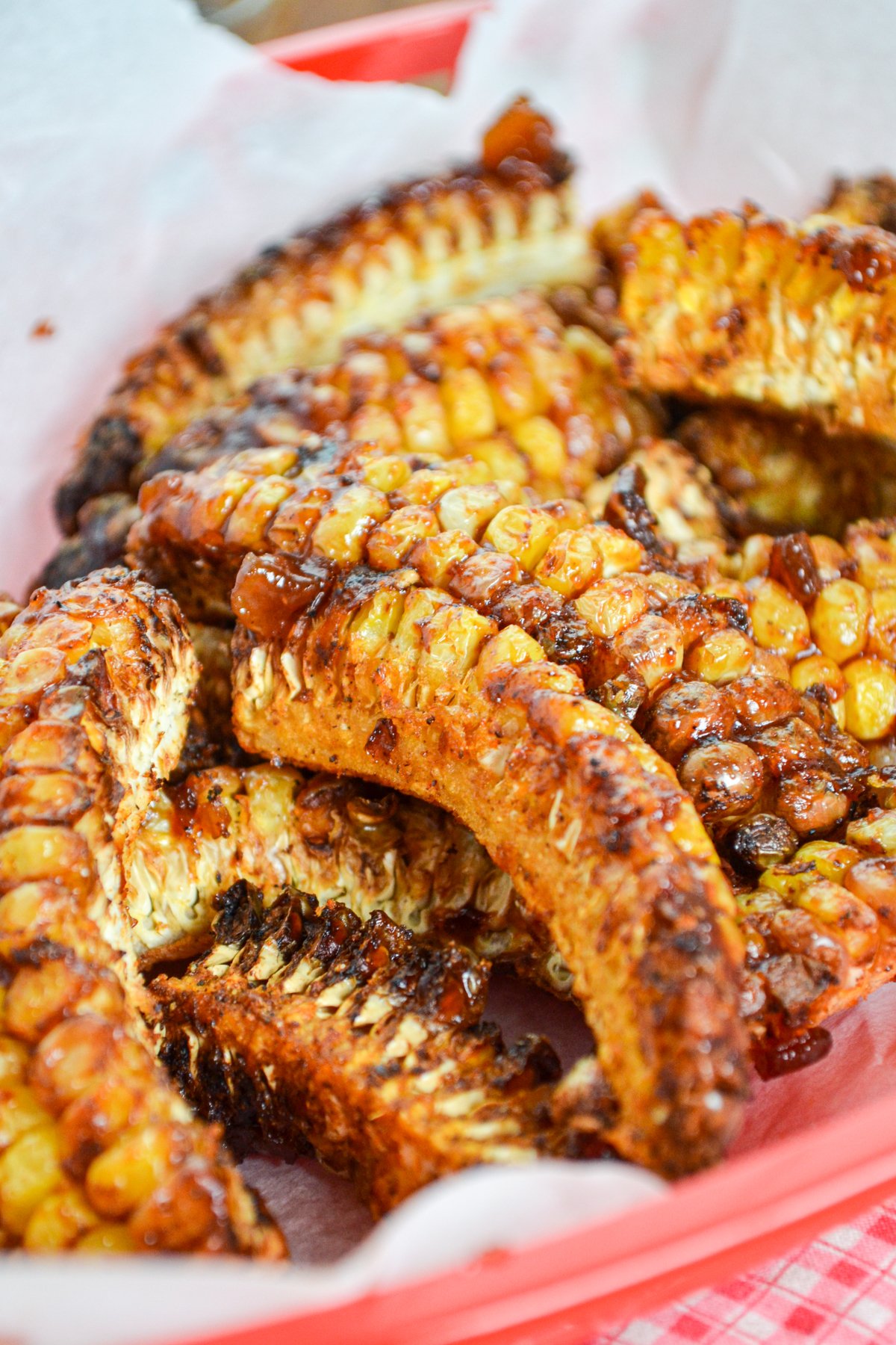 A basket of corn ribs, made in the air fryer.