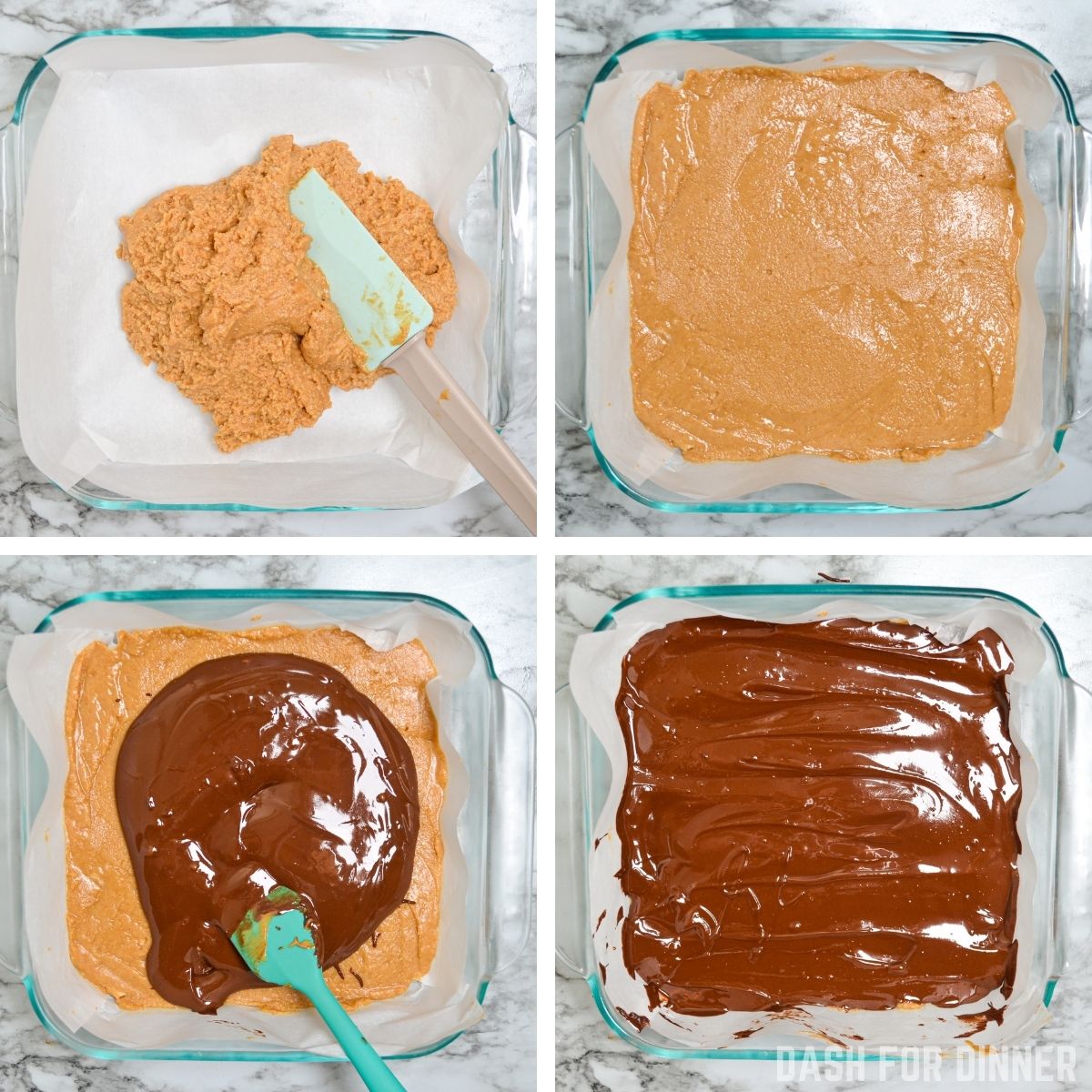 How to make peanut butter bars with a chocolate layer.