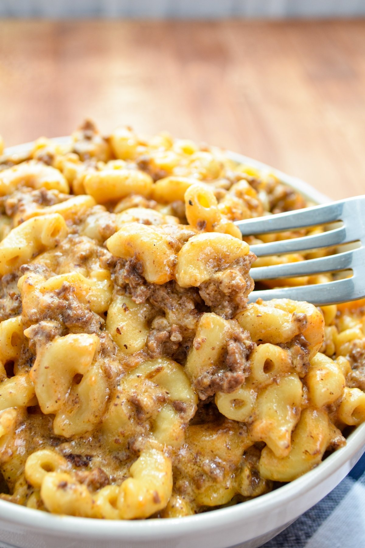 A big bowl of Instant Pot Hamburger helper.