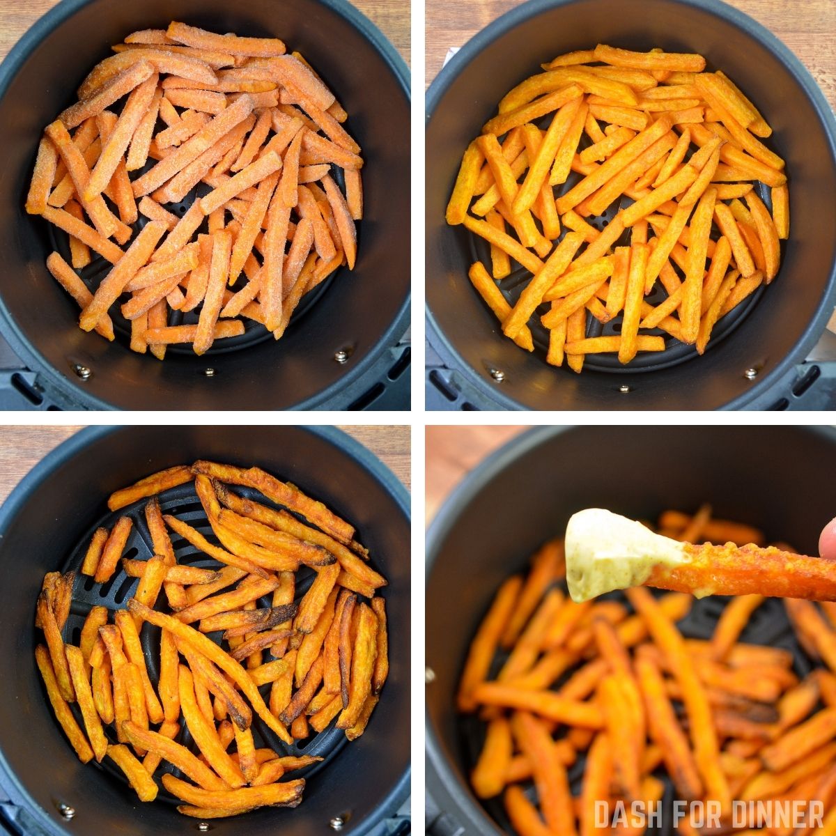 How to make frozen sweet potato fries in an air fryer.