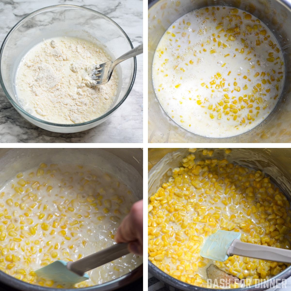 How to thicken Instant Pot creamed corn using heavy cream and flour.