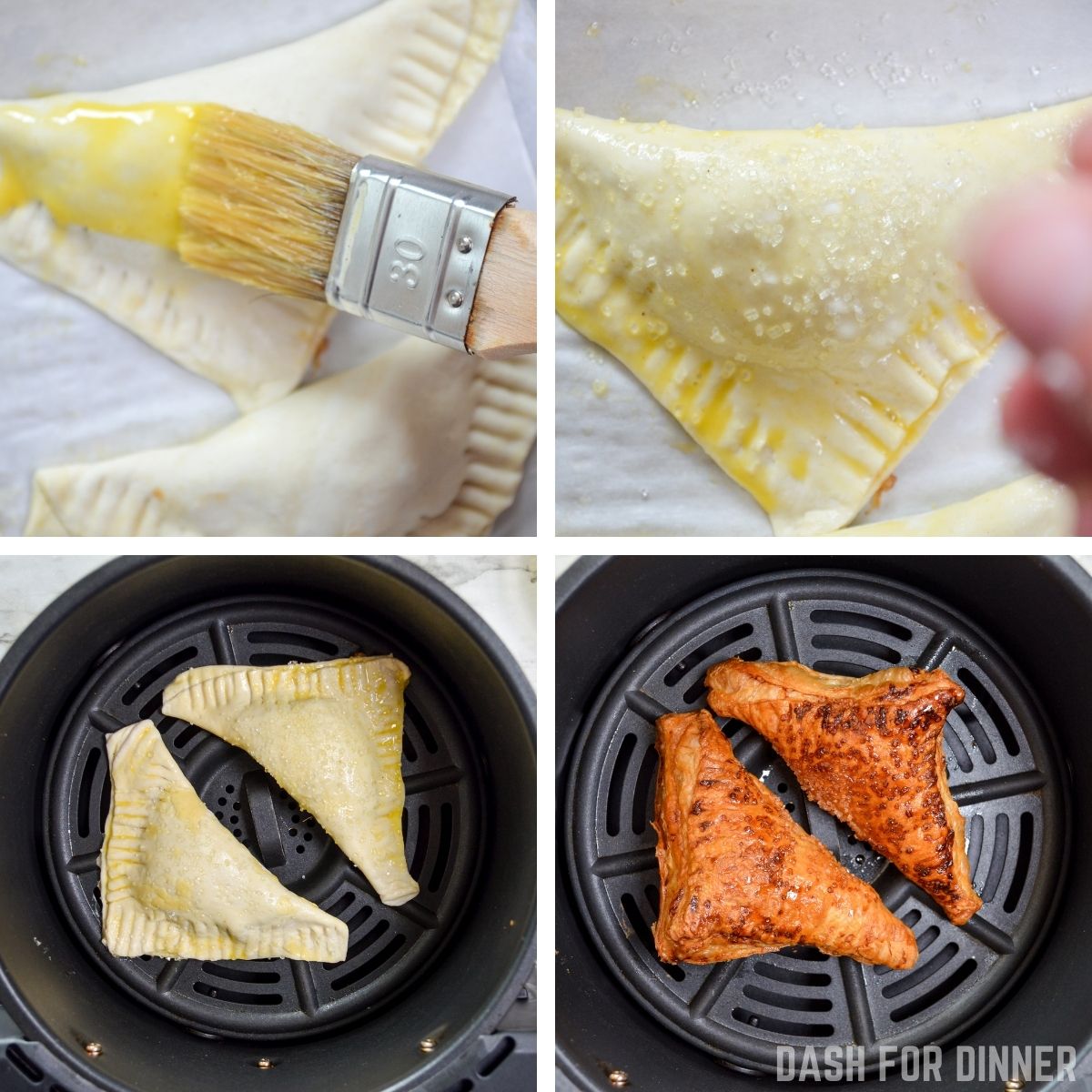How to make apple turnovers in an air fryer. Add the sealed turnovers to the basket of an air fryer and bake until golden.