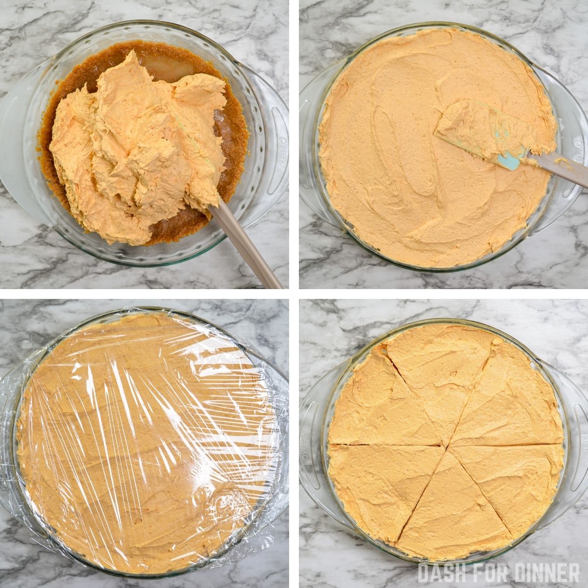 How to fill a graham cracker crust with pumpkin fluff.