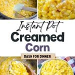 An instant pot with creamed corn in it.