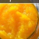 A close up of homemade pumpkin puree.