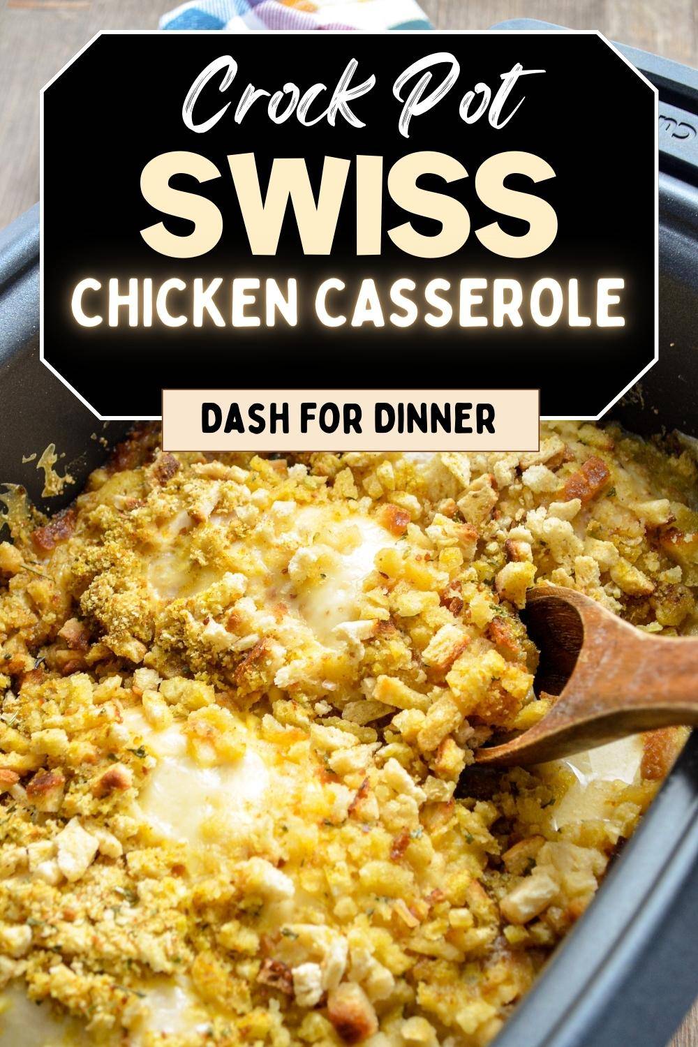 Slow Cooker Swiss Chicken Casserole - Dash for Dinner
