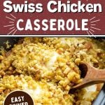 Taking a portion of Swiss chicken out of a crock pot.