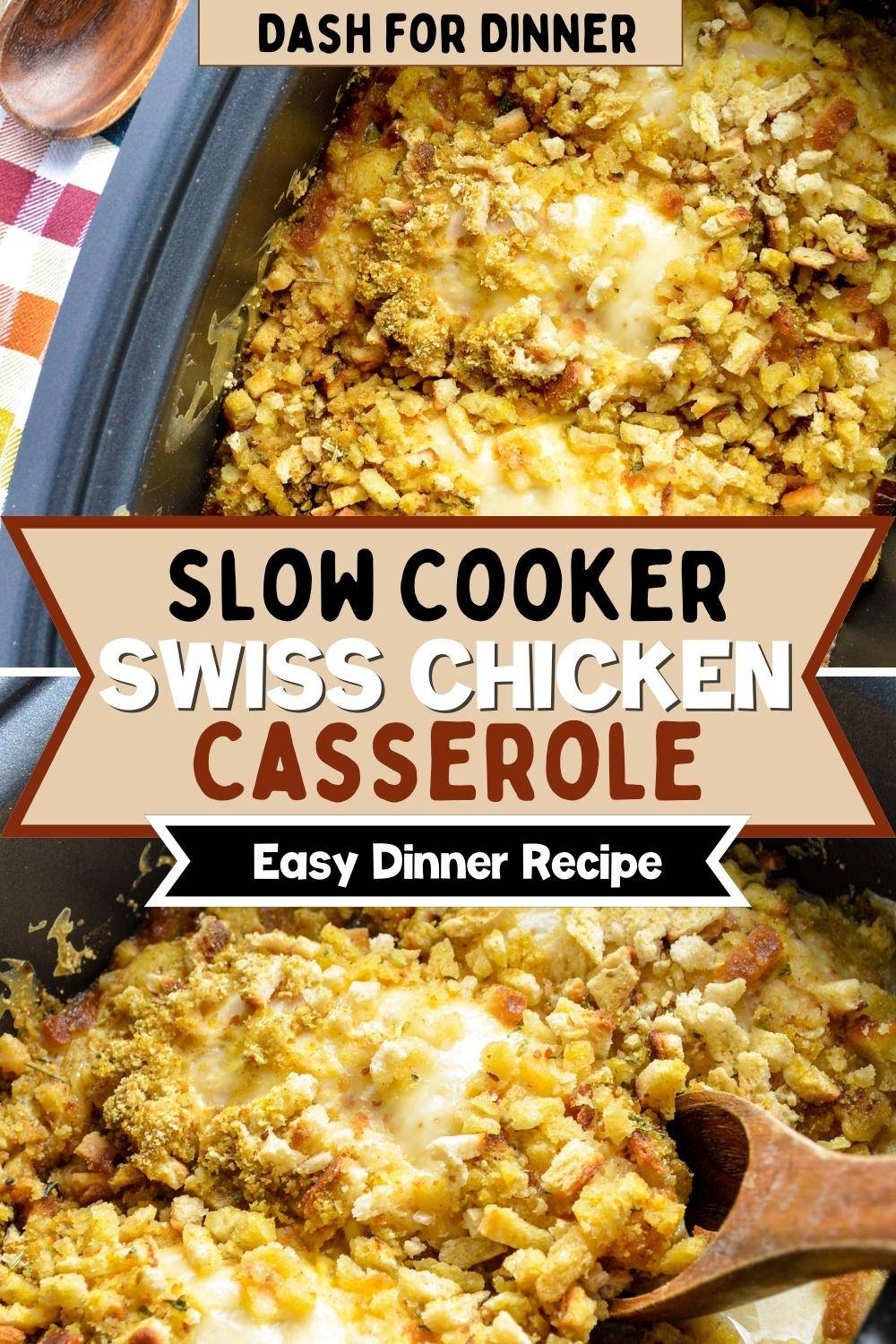 Slow Cooker Swiss Chicken Casserole - Dash for Dinner