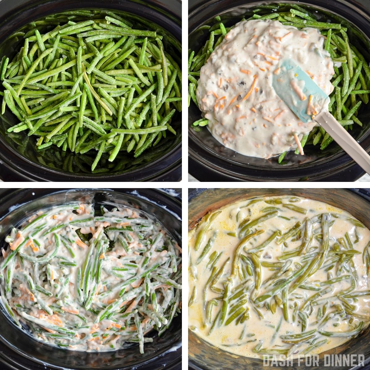 How to make green bean casserole in a slow cooker.