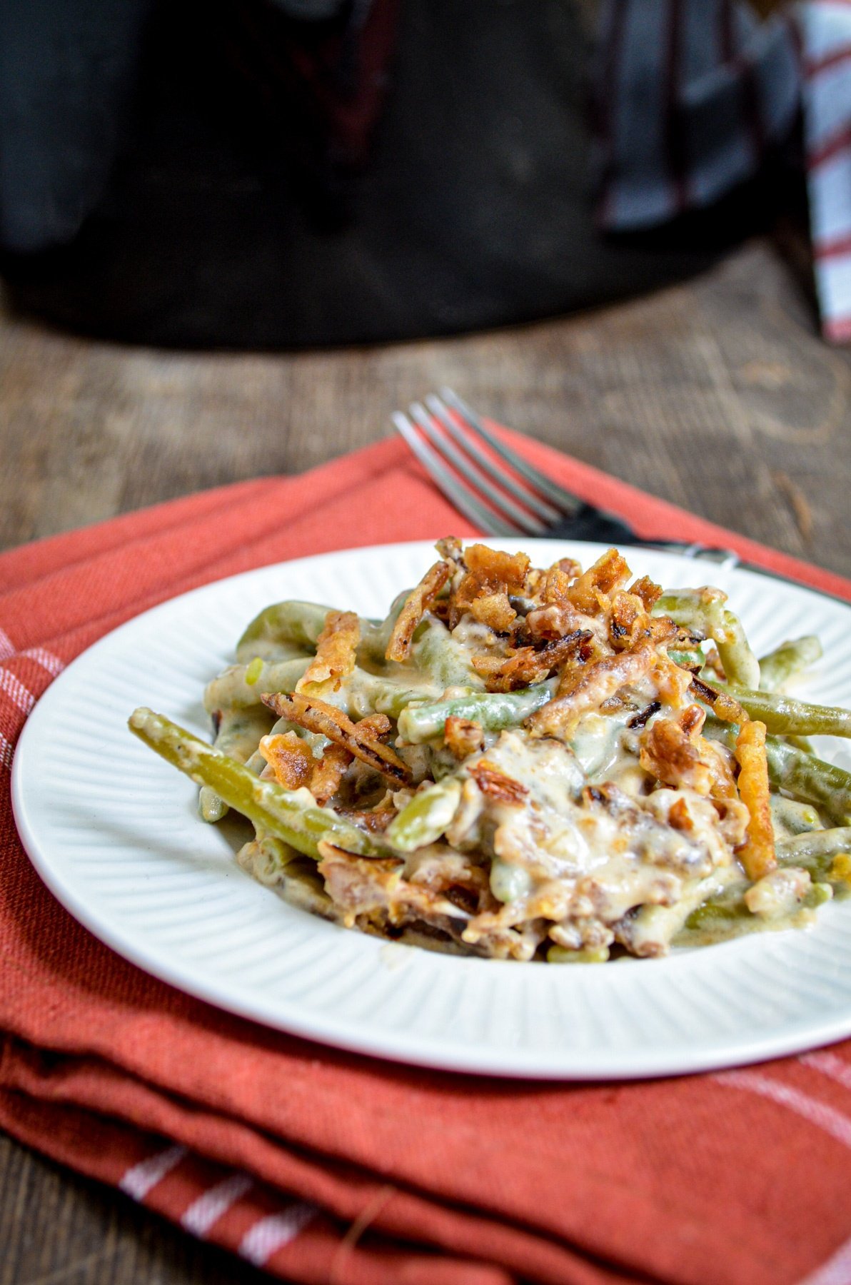 Slow Cooker Green Bean Casserole - Crunchy Creamy Sweet