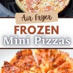 An air fryer with a frozen mini pizza in it.