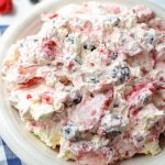 A bowl of berry cheesecake salad.