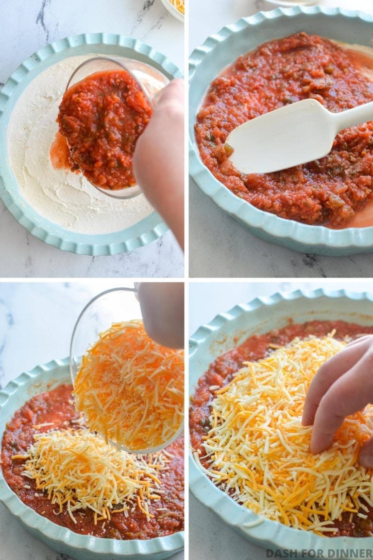 Layered Cream Cheese and Salsa Dip Dash for Dinner