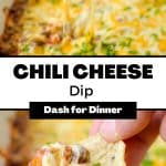Dipping a Tostitos scoop into a cheesy dip.