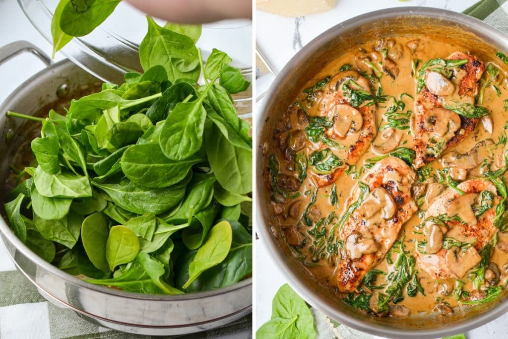 Creamy Spinach and Mushroom Chicken - Dash for Dinner