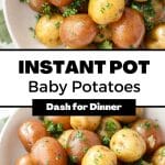 A bowl of potatoes garnished with parsley.