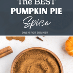 A small wooden bowl filled with homemade pumpkin spice blend.