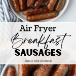 A plate filled with cooked and browned breakfast sausage links.