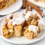 A square of cinnamon roll casserole