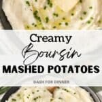 A bowl of mashed potatoes topped with butter and chives.
