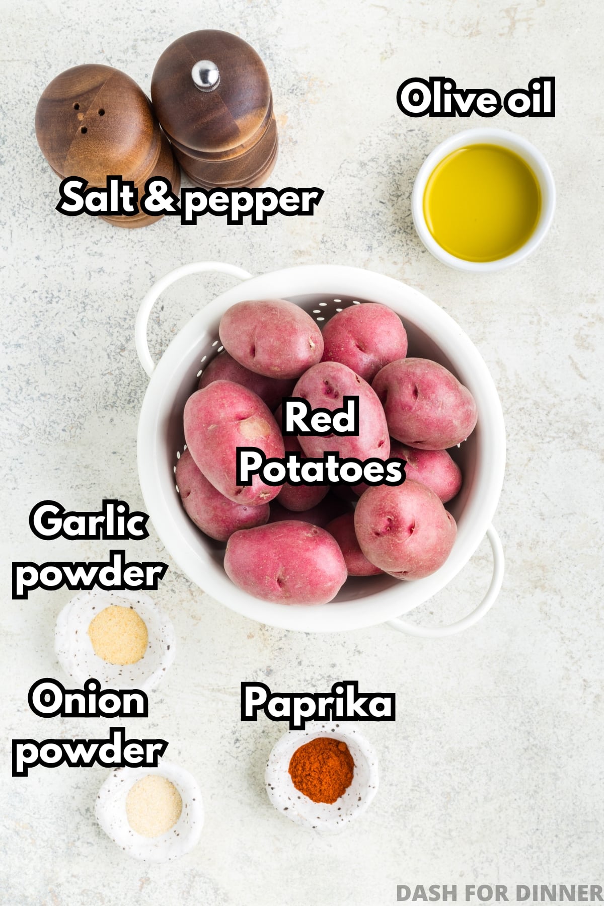 The ingredients needed to make air fryer baby potatoes.