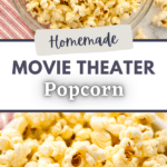 A large bowl of popcorn, with the second frame showing an up-close shot of popped kernels.