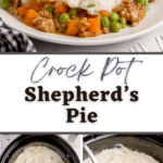 A slow cooker filled with homemade shepherd's pie.
