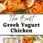 Cooked chicken thighs seasoned generously and garnished with lemon and dill.