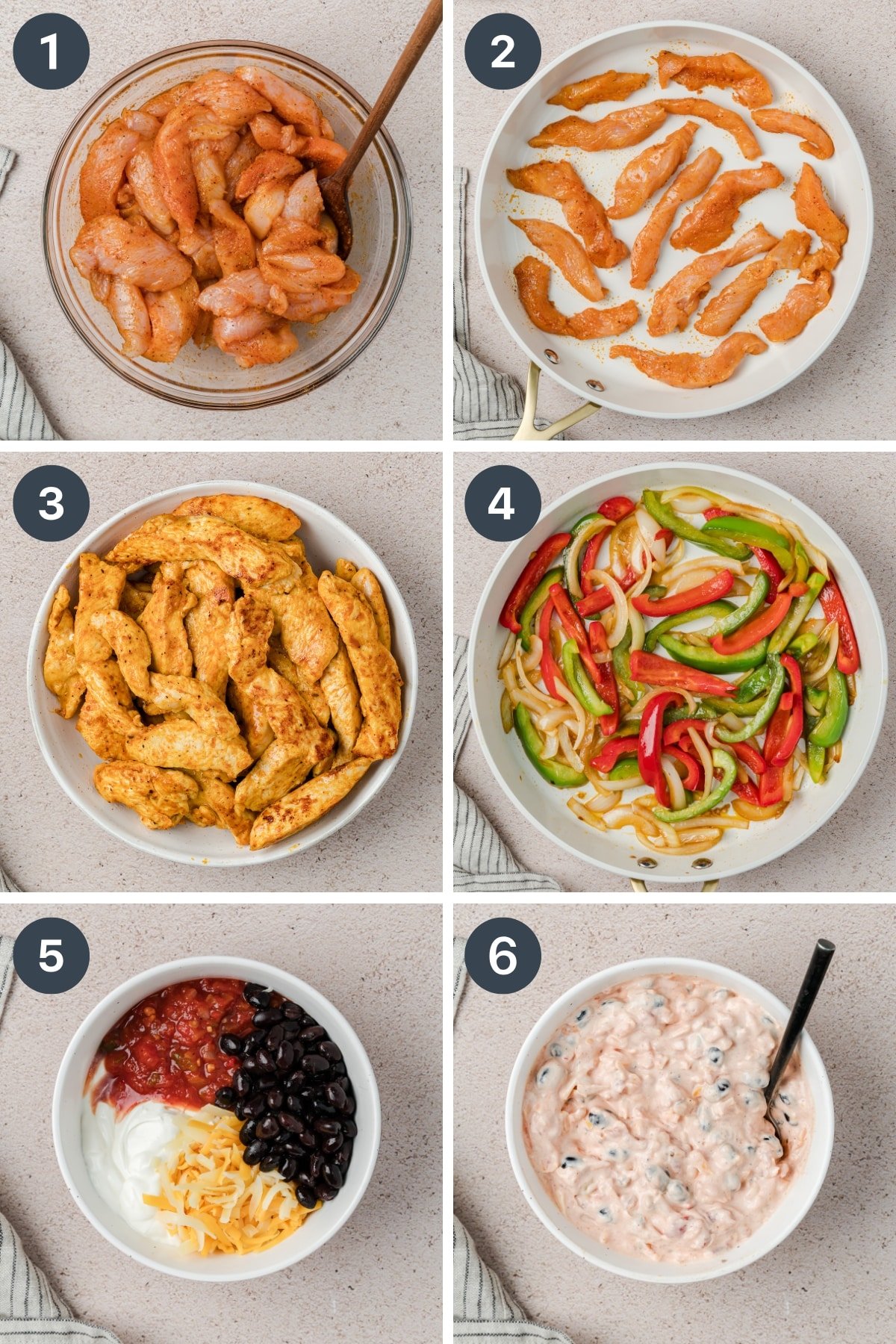 Browning chicken in a skillet, then mixing up a creamy sauce with sour cream and cheese.