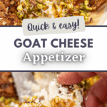 Goat cheese spread on a charcuterie cracker.