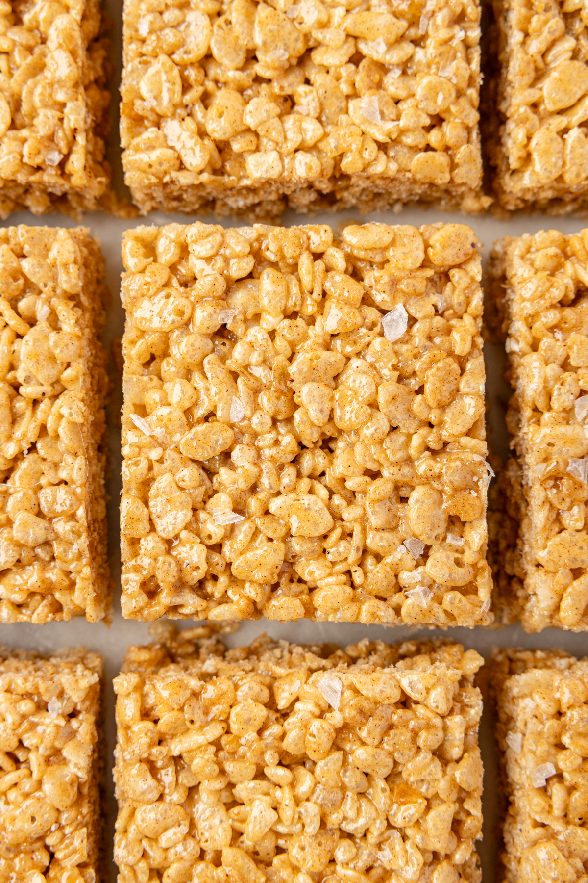 Rice krispie treats sliced into bars.