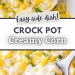 Creamy corn on a serving spoon.